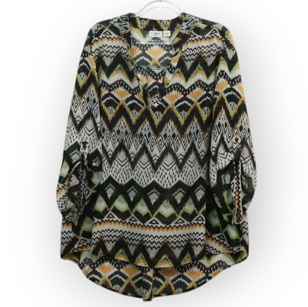 Cato Chiffon Tribal Printed Blouse Top